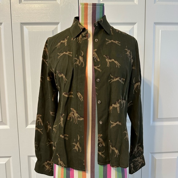 Ralph Lauren Olive Green hound print button down shirt - Picture 5 of 8